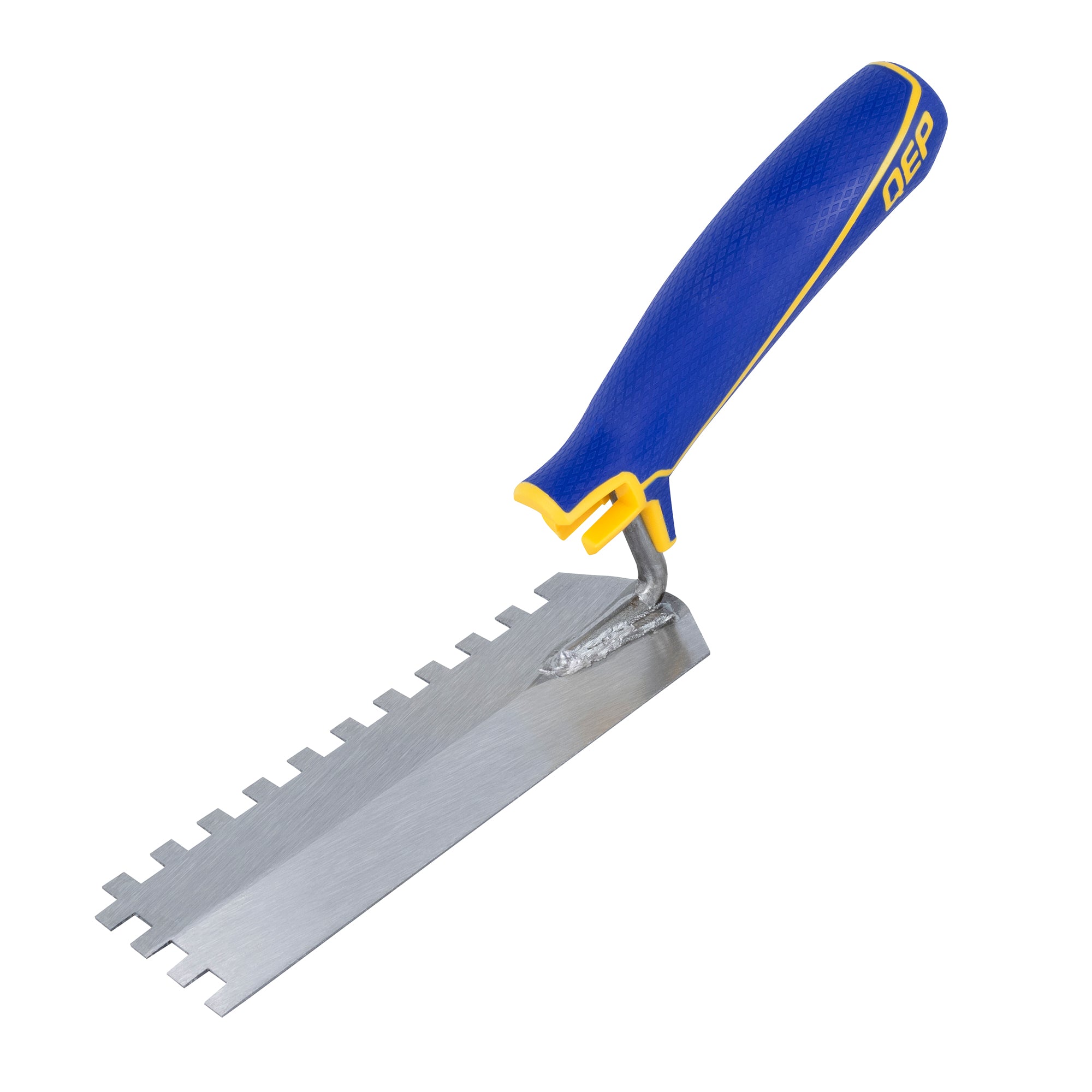 QEP - Truelle à plancher à encoches carrées de 1/4 po x 1/4 po x 1/4 po avec prise confortable et crochet de seau