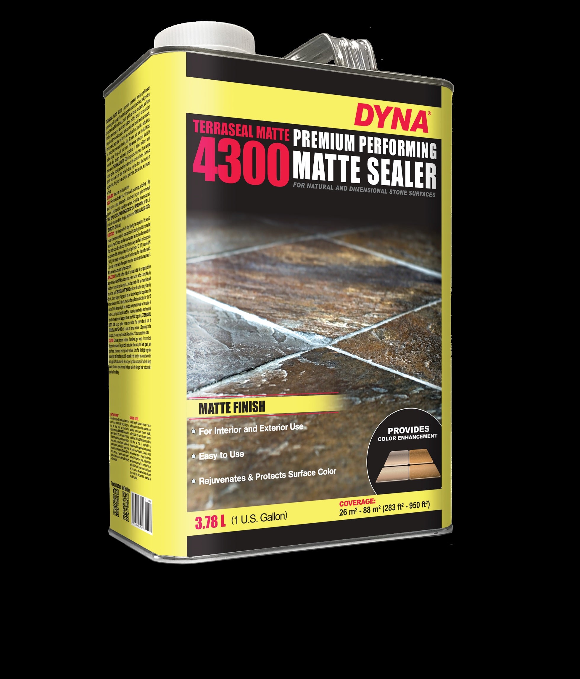 Dyna - Scellant et rehausseur mat de qualité supérieure pour pierre de première qualité Terraseal mat pour pierrete 4300 - 3.78 L