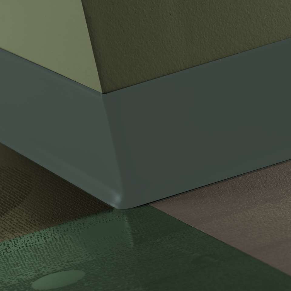 Tarkett - Caoutchouc thermoplastique Duracove 1/8" (type TP) - DC 86 4 LOC 1/8 TOE Duracove 4" #86 Hunter Green - Coin Extérieur (paquet de 25)