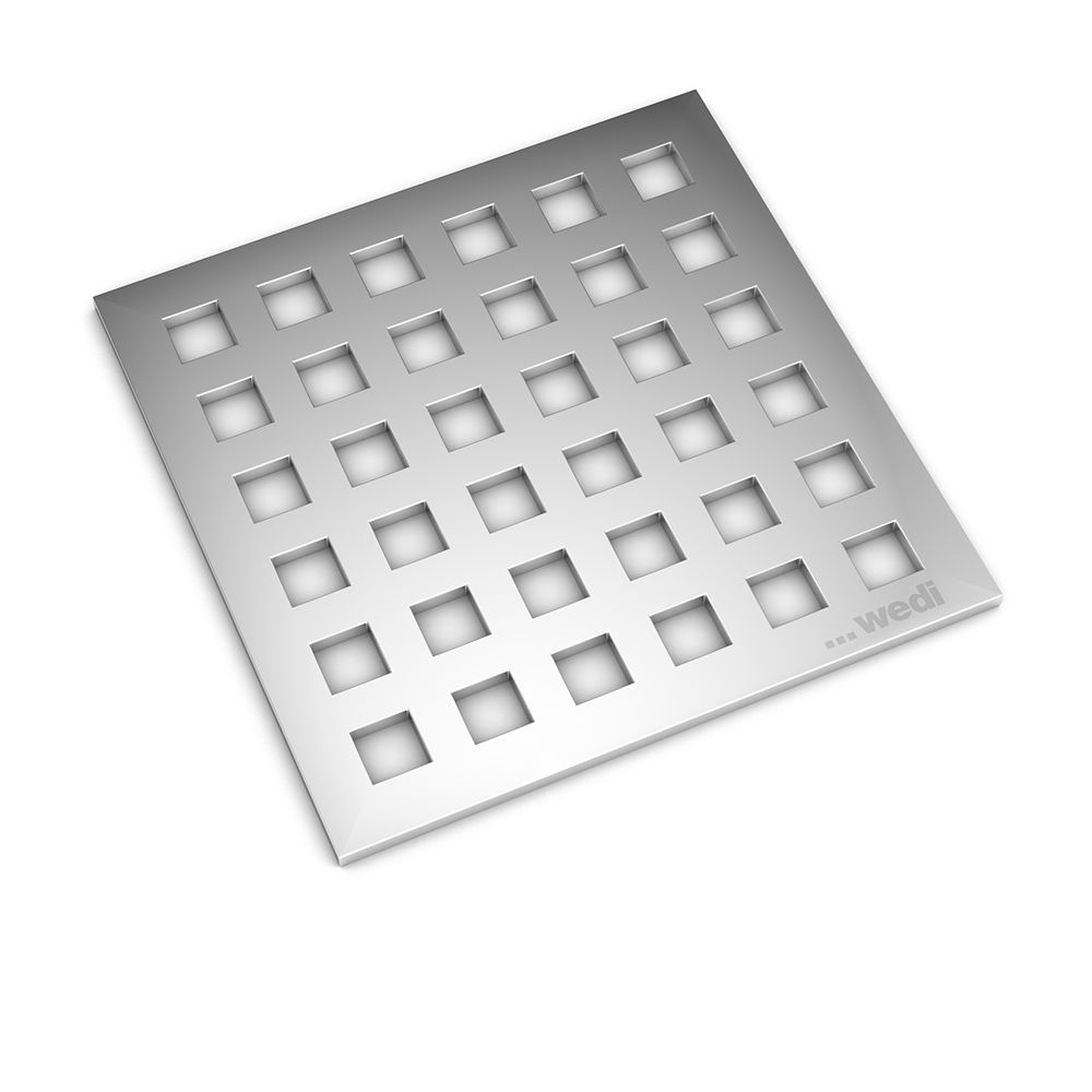 Wedi - Grille de drain Fundo fini chrome - 4" x 4"