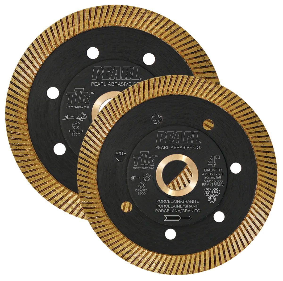 Pearl Abrasive - Lame de scie à tuiles diamantée TTR Thin Turbo Rim à l'eau/à sec 4"||DIA04TTR