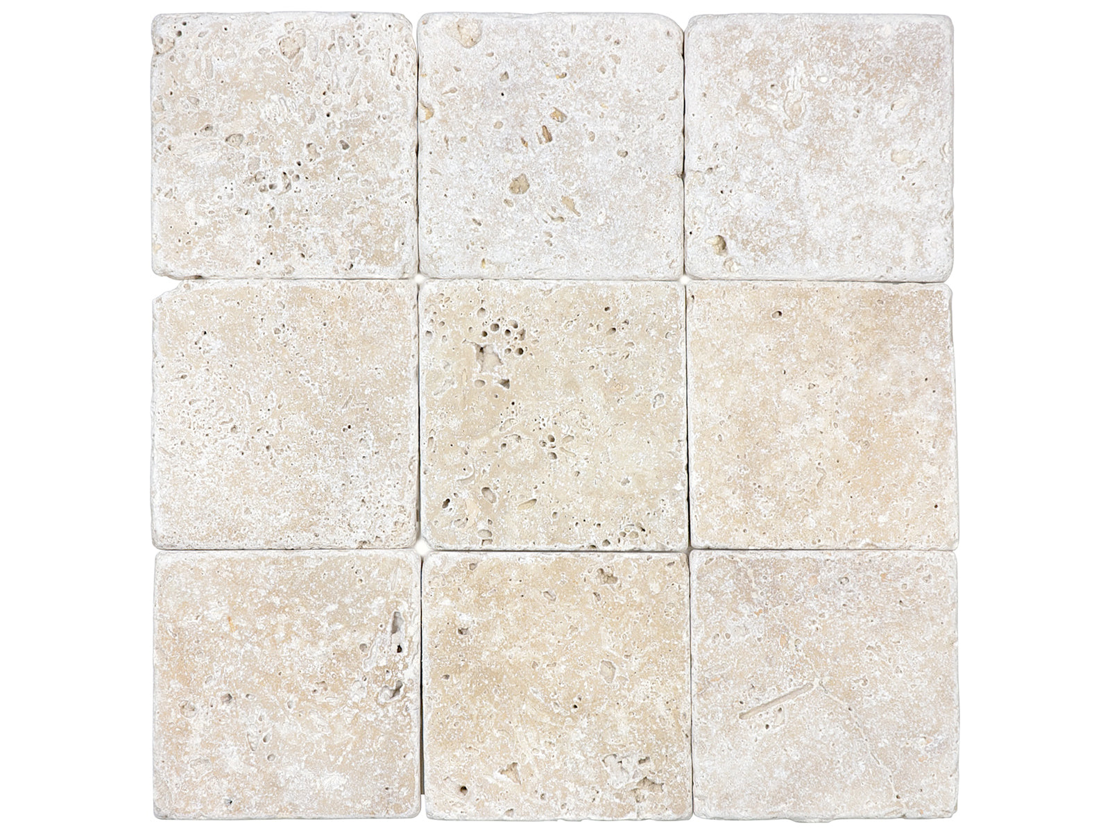 Anatolia - Mosaïque de pierre naturelle Ivory White tumbled - 4" x 4"