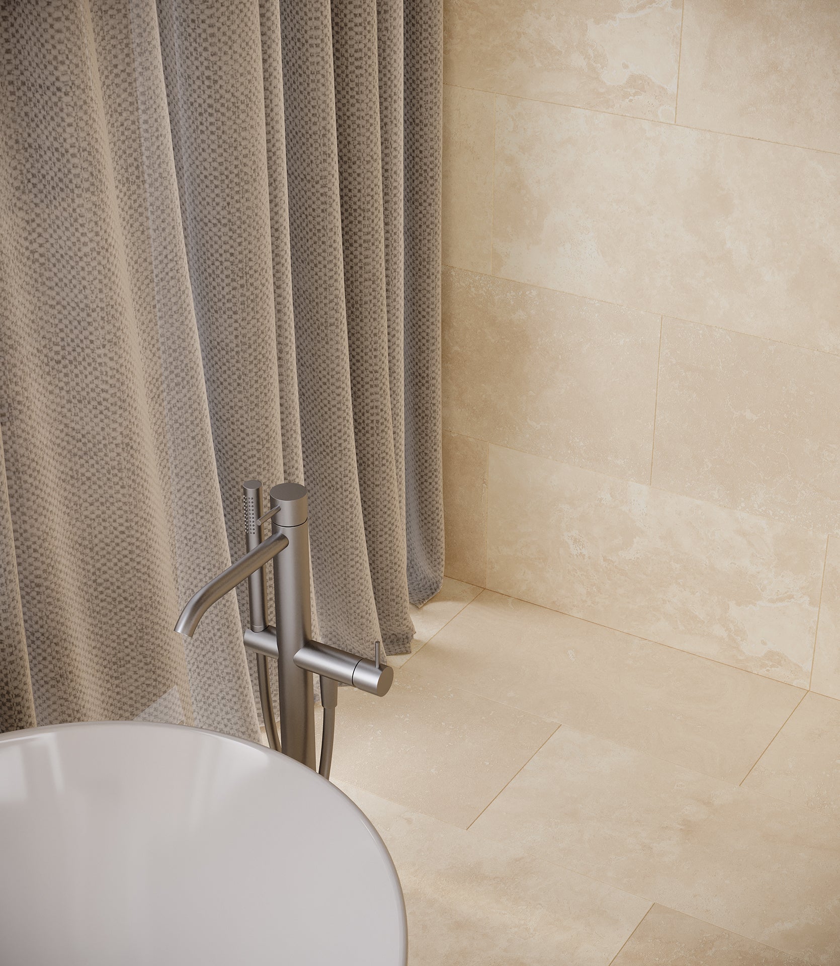 Anatolia - Ivory Roman Pattern Tumbled Travertine Mosaic || 5001-0073-0