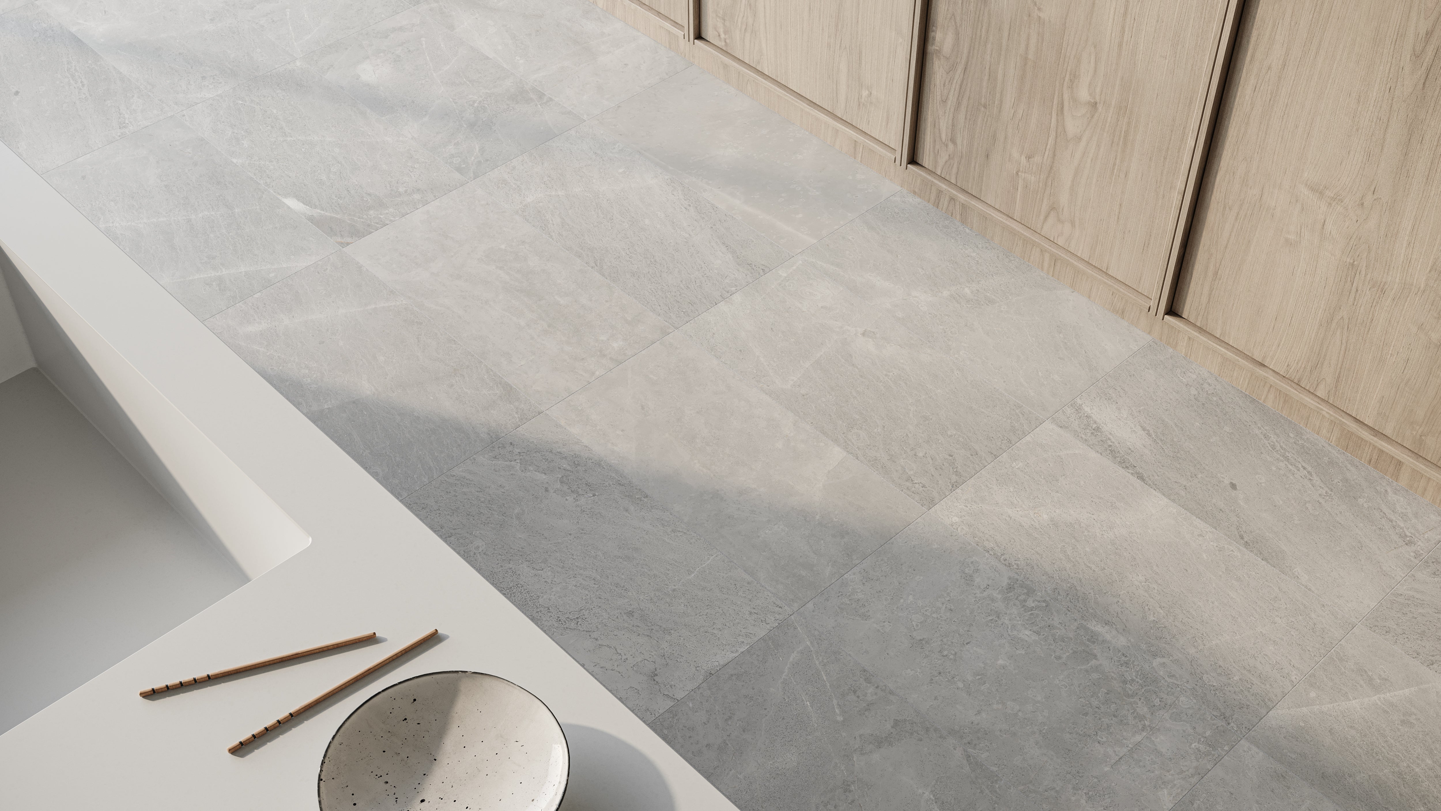 Anatolia - 45.7 x 91.4 cm Anciano Grigio Honed Marble Tile || 5000-0586-0