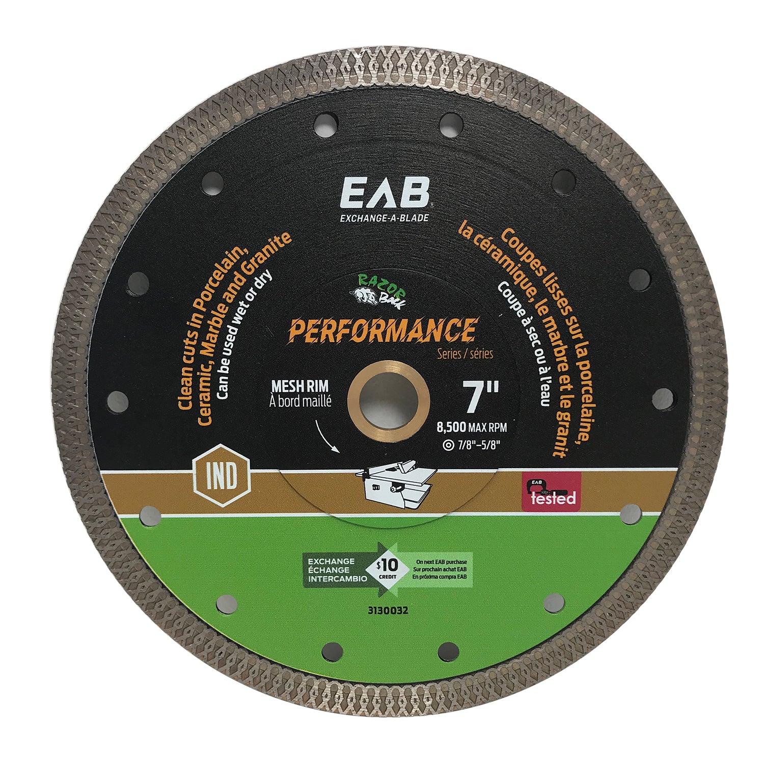 EAB - Lame diamantée maillée industrielle 7"