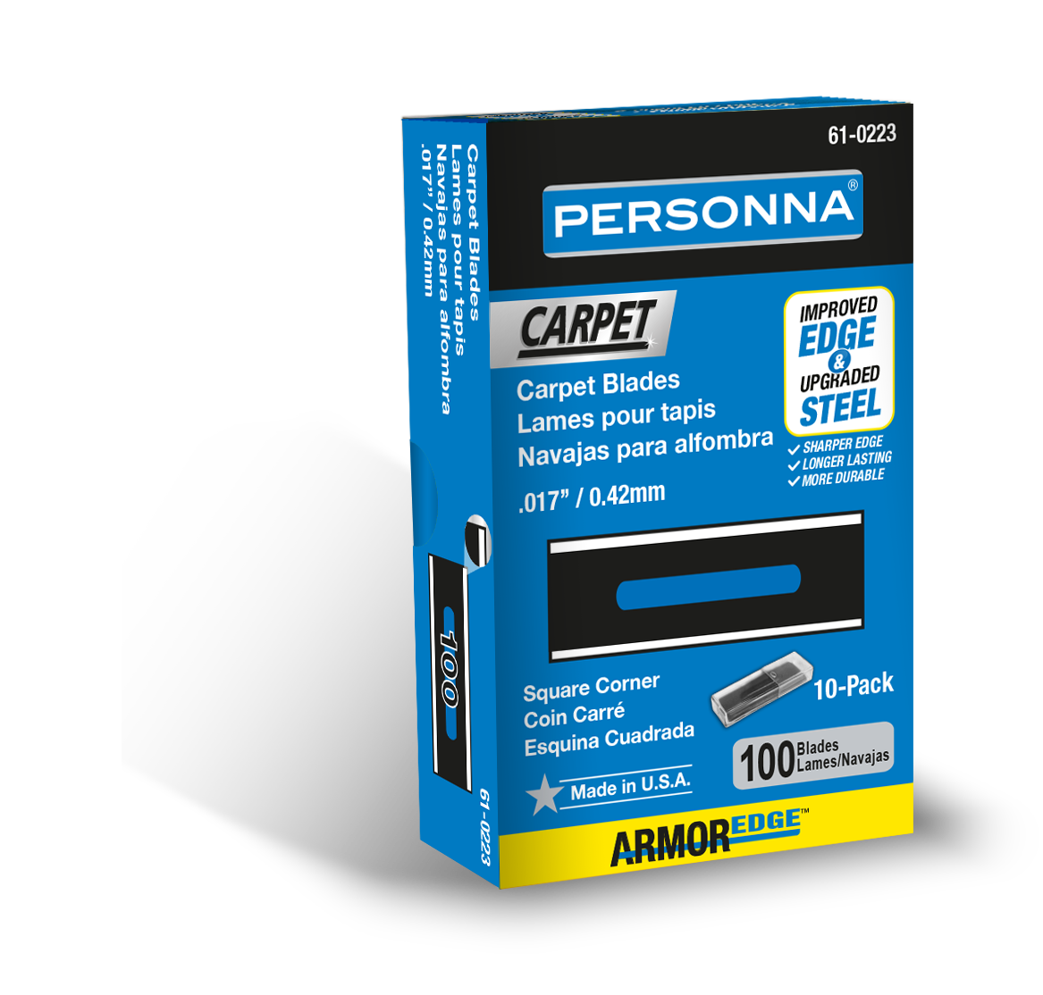 Traxx - Lame à fente pour tapis Personna à coins carrés 0.017" (paquet de 100)