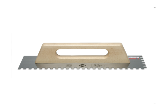Rubi - 19" Square Notch Steel Trowel with 3/8" x 3/8" Closed Wood Handle ||65983