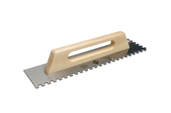 Rubi - 19" Square Notch Steel Trowel with 3/8" x 3/8" Closed Wood Handle ||65983