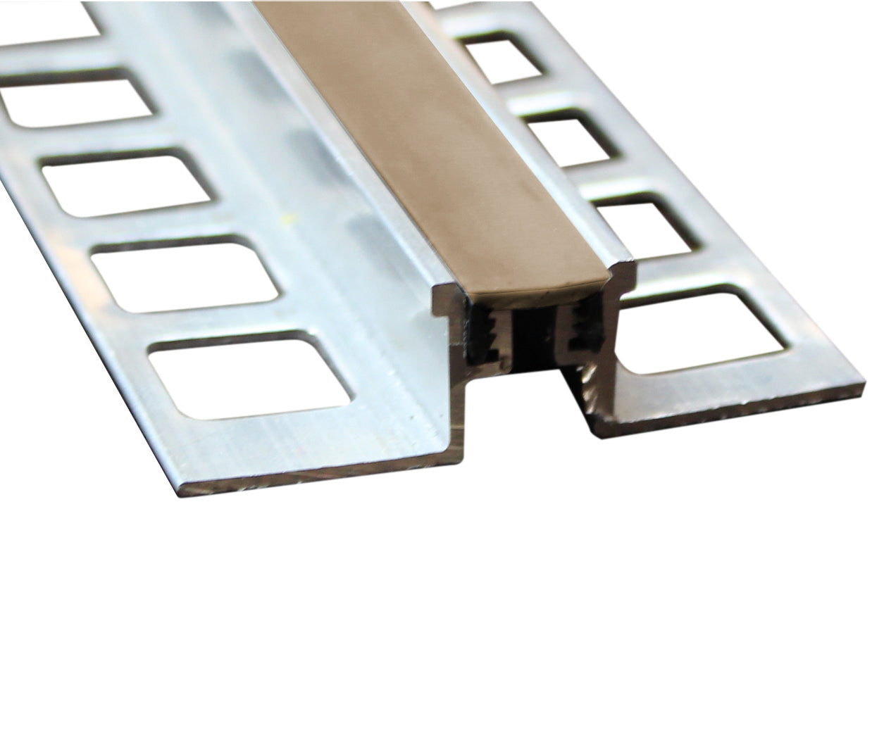 Prova - Joint de dilatation en aluminium à usage intensif, Finition d'usinage avec insertion en vinyle beige - 3/8" x 8'