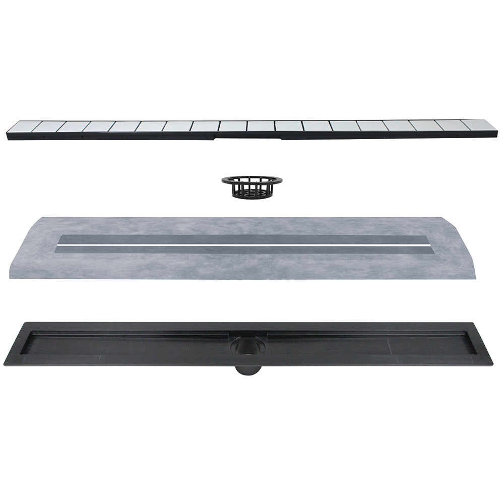 Prova - Kit de drain linéaire avec bande pour carrelage - 42"