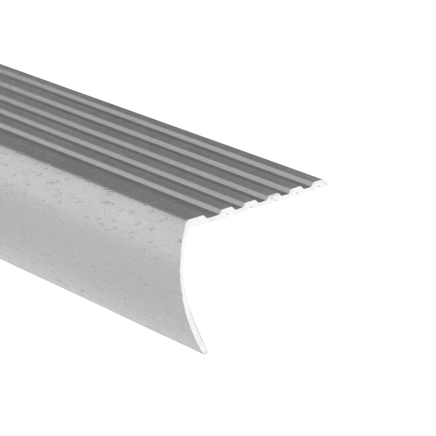 M-D PRO - Nez de marche en aluminium avec tombant Argent martelé 1 1/8" x 12'