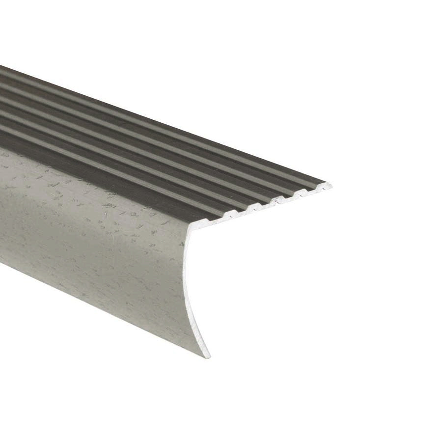 M-D PRO - Nez de marche en aluminium avec tombant Titane martelé 1 1/8" x 12'