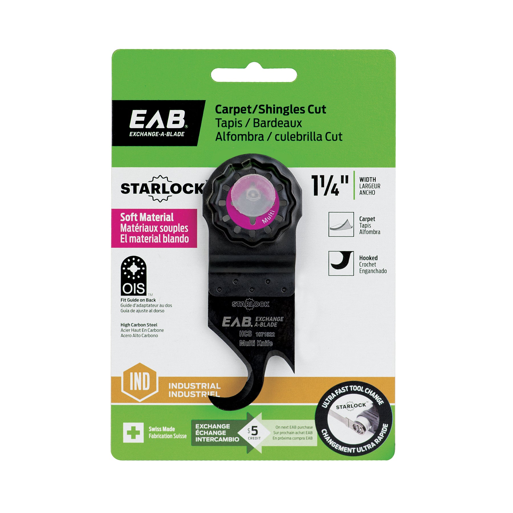 EAB - Lame HCS Starlock industriel pour la coupe de bardeaux et tapis 1-1/4"