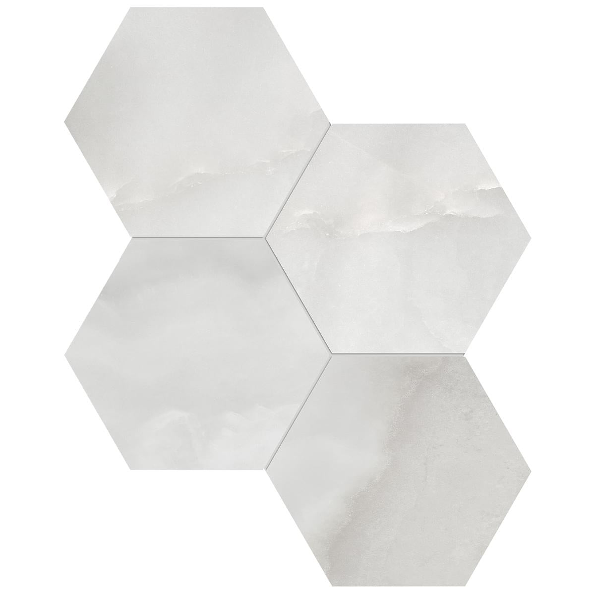 Anatolia - La Marca - Onyx Nuvolato - Honed Hexagon 6 in Porcelain Mosaic ‖4501-0336-2