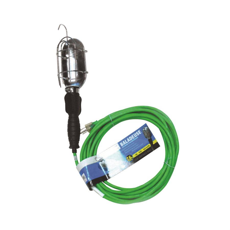 Toolway - Lampe de Travail 75W 120V 16/3" - 7.6m - Cordon Vert Fluo