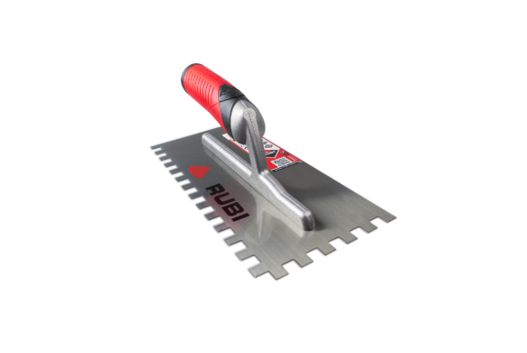Rubi - 11" Square Notched Steel Trowel with Rubiflex Open Handle 3/8" x 3/8" ||72909
