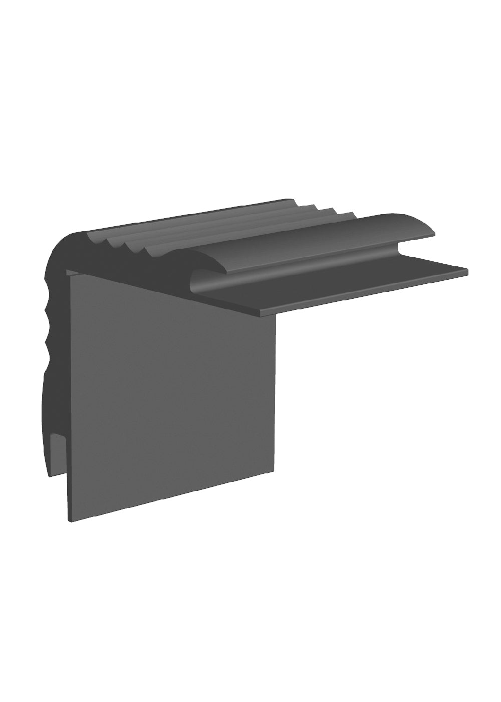 Core Flooring - Nez de marche à tapis en vinyle avec double insert à tapis de 3/16" (4.8 mm) #7 Charcoal - 1-7/8" (47.6 mm) x 2" x 12'