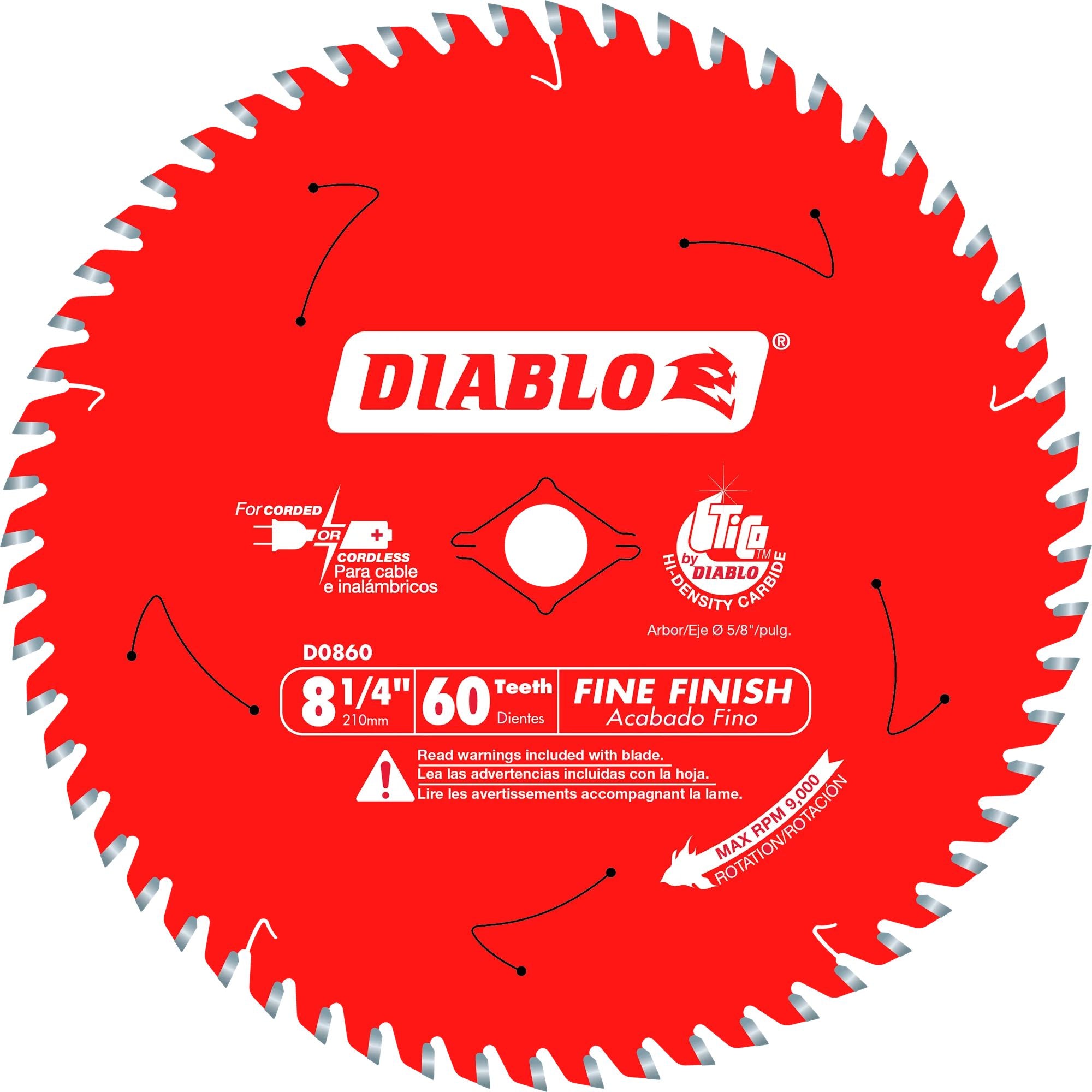 Diablo - Lame à finition fine pour banc de scie 60 dents 8-1/4"