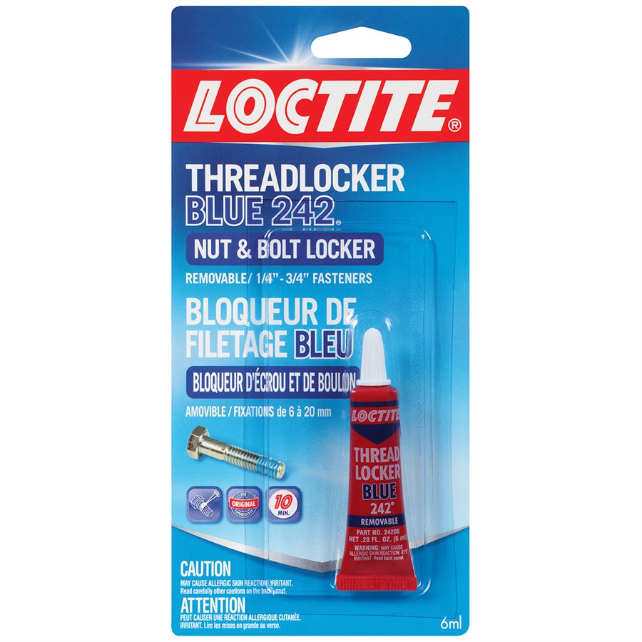 Toolway - Adhésif d'écrous et de boulons Loctite Threadlocker Blue 242 - 6 ml