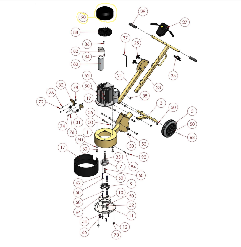 Bartell Morrison - Couvercle de ventilateur de moteur de remplacement pour meuleuse de sol Alpha