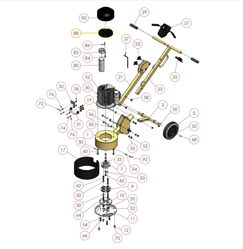 Bartell Morrison - Ventilateur de moteur de remplacement pour meuleuse de sol Alpha