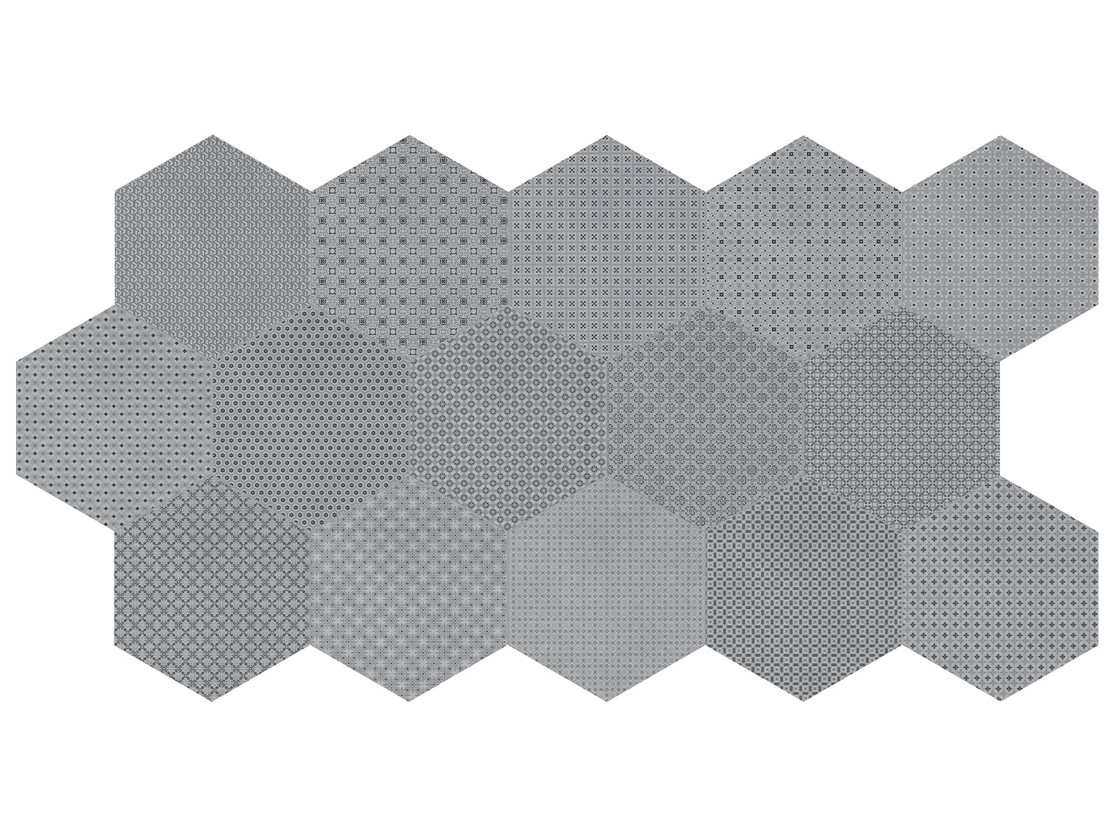 Anatolia - Tapestri - Cashmere - Tuile hexagonale de porcelaine émaillée à motifs, fini mat 21,6 cm (8,5 po)