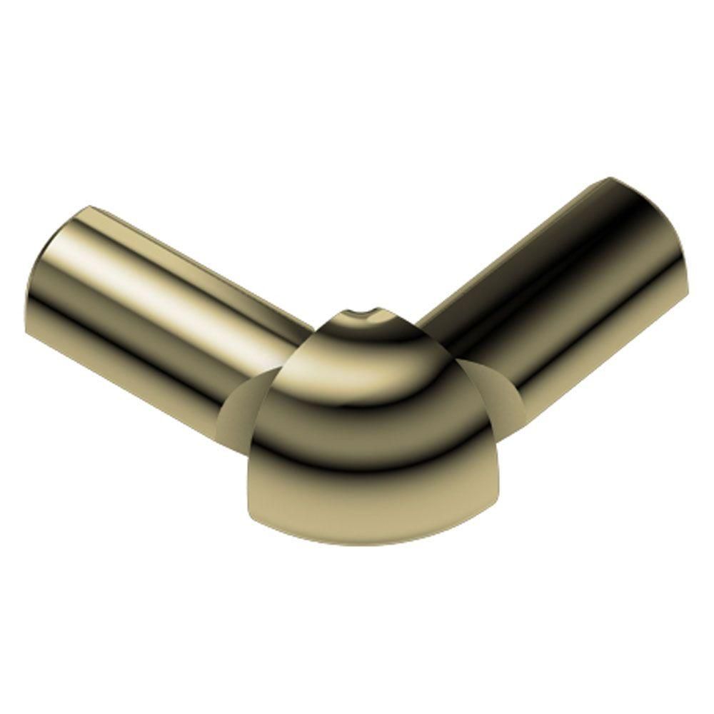 Schluter - RONDEC Coin extérieur à 2 bouts 90° - aluminium anodisé laiton poli 1/2" (12.5 mm)