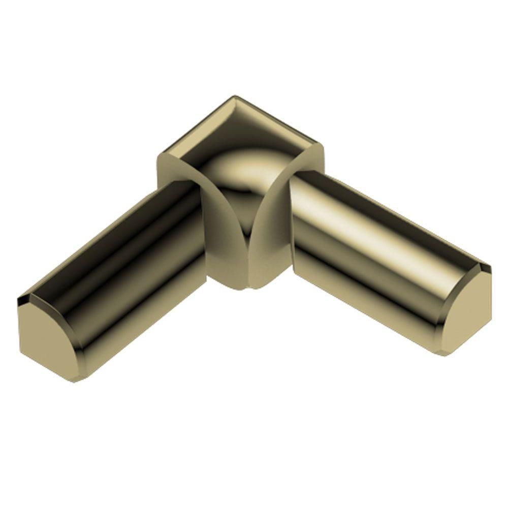 Schluter - RONDEC Coin intérieur à 2 bouts 90° - aluminium anodisé laiton poli 1/2" (12.5 mm)