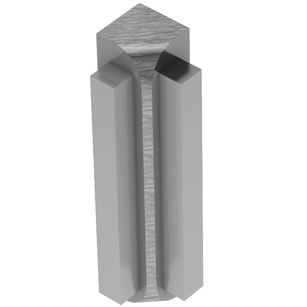 Schluter - RONDEC-STEP Coin intérieur 90° avec ailette verticale de 2-1/4"  - aluminium anodisé chrome brossé 3/8" (10 mm)
