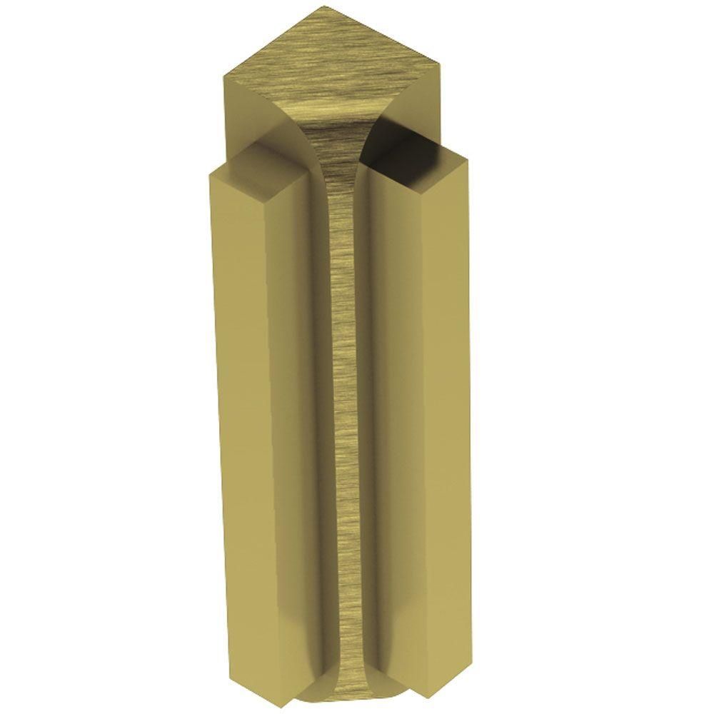 Schluter - RONDEC-STEP Coin intérieur 90° avec ailette verticale de 1-1/2"  - aluminium anodisé laiton brossé 3/8" (10 mm)
