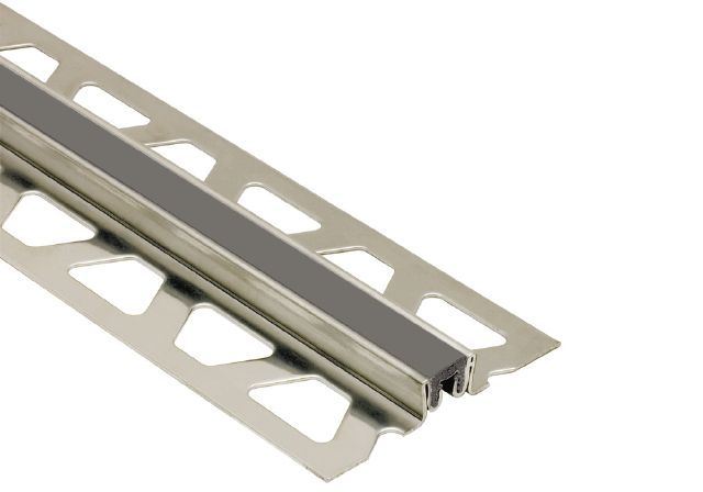 Schluter - DILEX-KSN Profilé pour joint de surface avec insertion anthracite foncé de 7/16" (11 mm) - acier inoxydable (V2) 7/16" x 8' 2-1/2"