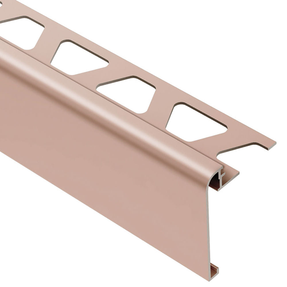 Schluter - RONDEC-STEP Profilé de finition et protection des rebords avec ailette verticale de 2-1/4"  - aluminium anodisé cuivre mat 5/16" (8 mm) x 8' 2-1/2"