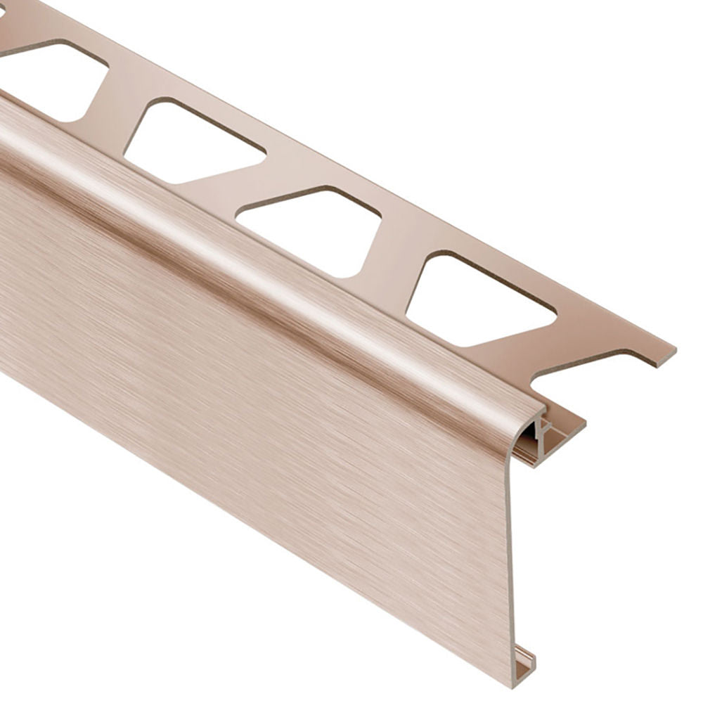Schluter - RONDEC-STEP Profilé de finition et protection des rebords avec ailette verticale de 2-1/4"  - aluminium anodisé cuivre brossé 1/2" (12.5 mm) x 8' 2-1/2"
