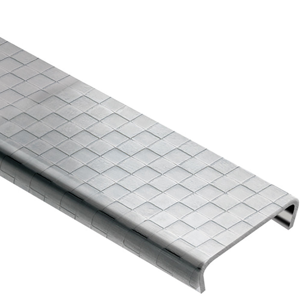 Schluter - DESIGNLINE Profil décoratif de bordure - acier inoxydable (V2) avec motifs à carreaux 1/4" (6 mm) x 8' 2-1/2"