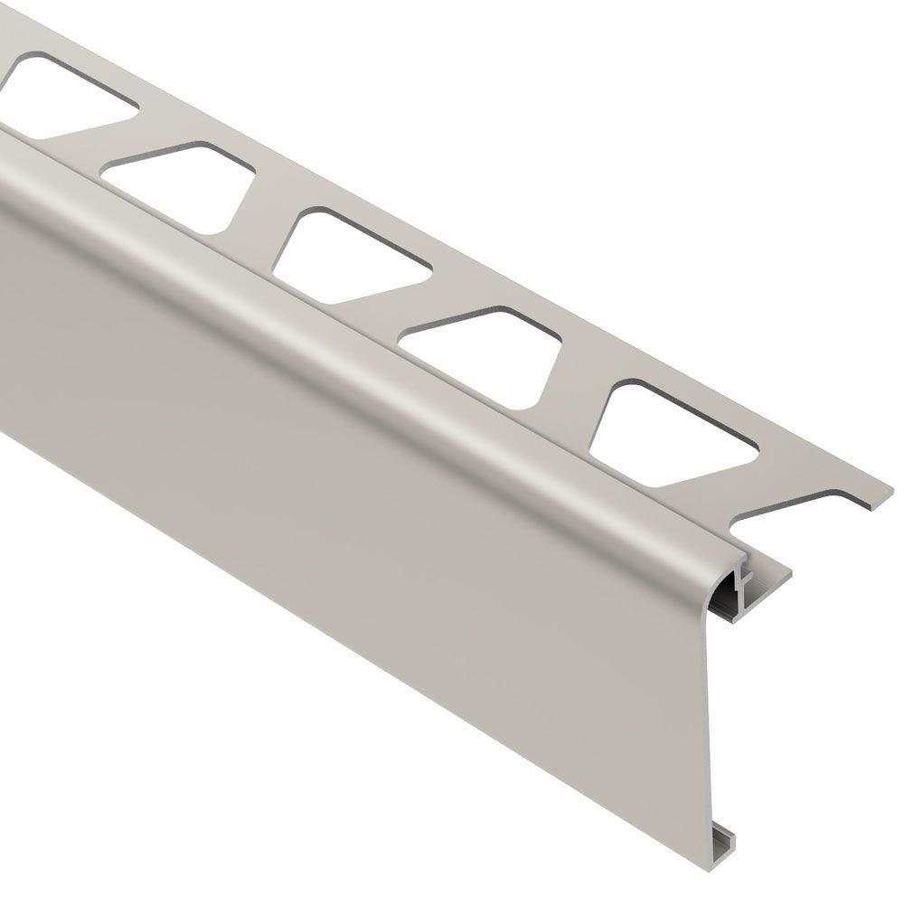 Schluter - RONDEC-STEP Profilé de finition et protection des rebords avec ailette verticale de 2-1/4"  - aluminium anodisé nickel mat 5/16" (8 mm) x 8' 2-1/2"