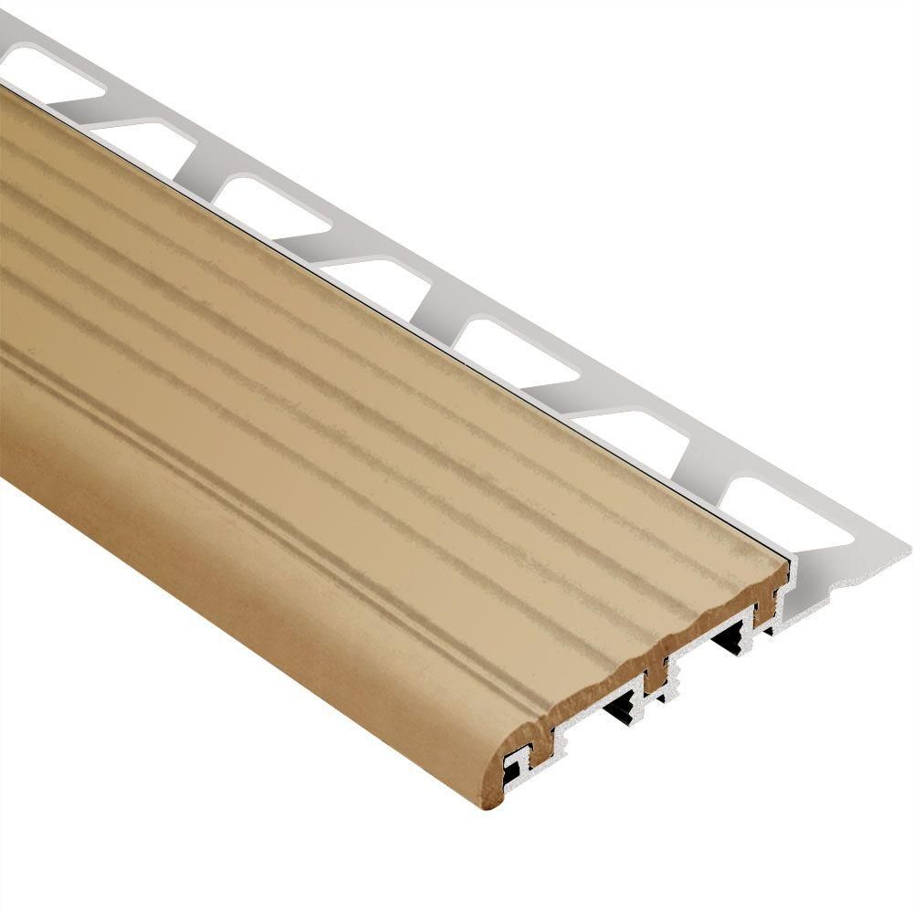 Schluter - TREP-B Profilé pour nez de marche - aluminium avec un insert beige clair 2-1/8" x 3/8" (10 mm) x 8' 2-1/2"