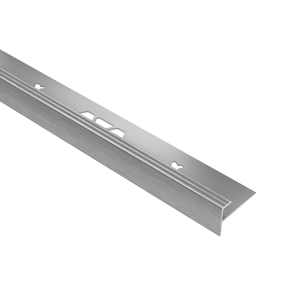 Schluter - VINPRO-STEP Profilé de nez de marche pour revêtement de vinyle - aluminium anodisé chrome brossé 3/16" (5 mm) x 8' 2-1/2"