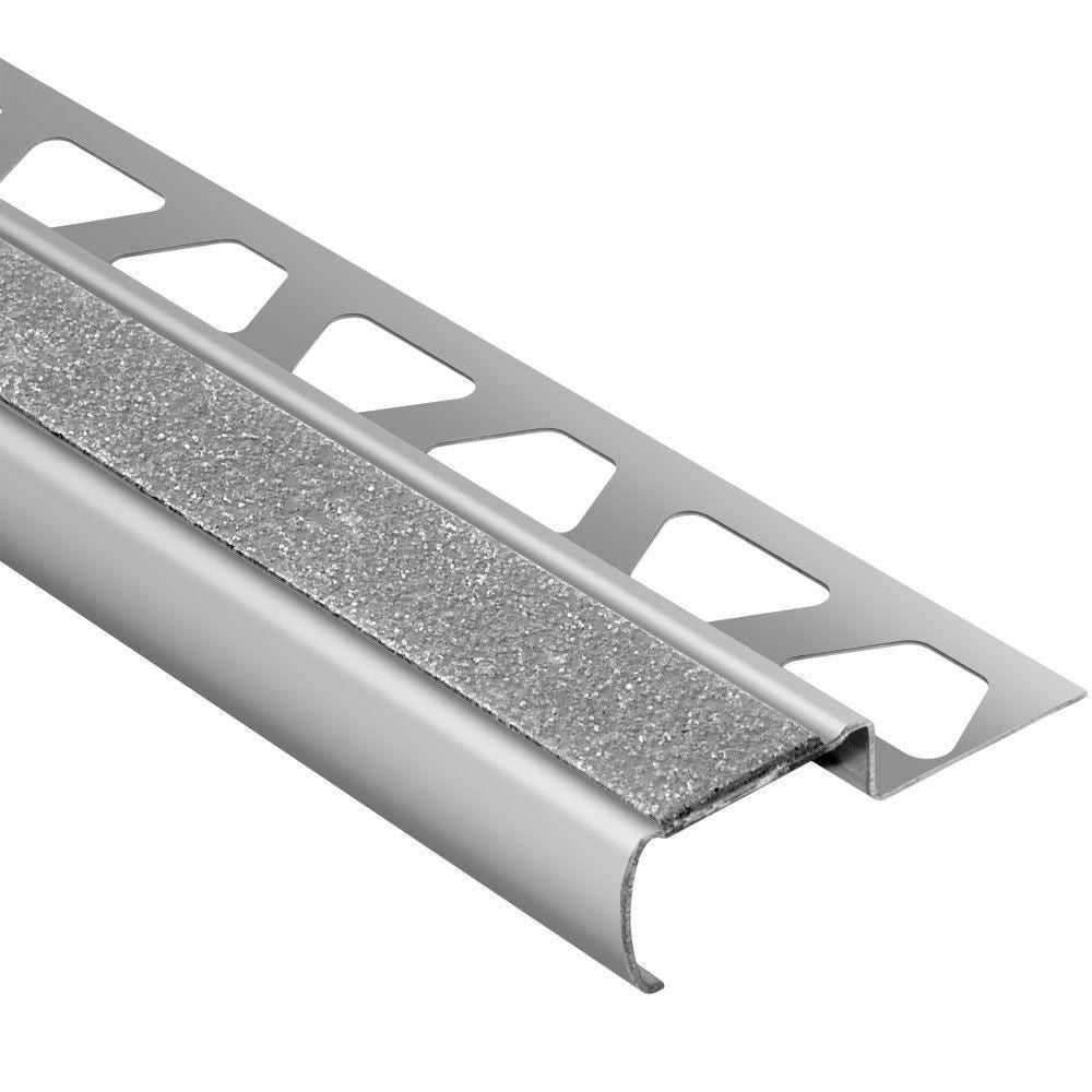Schluter - TREP-G-S Profilé pour nez de marche avec bande antidérapante transparente - acier inoxydable (V2) brossé 1-3/16" x 8' 2-1/2" x 7/16" (11 mm)
