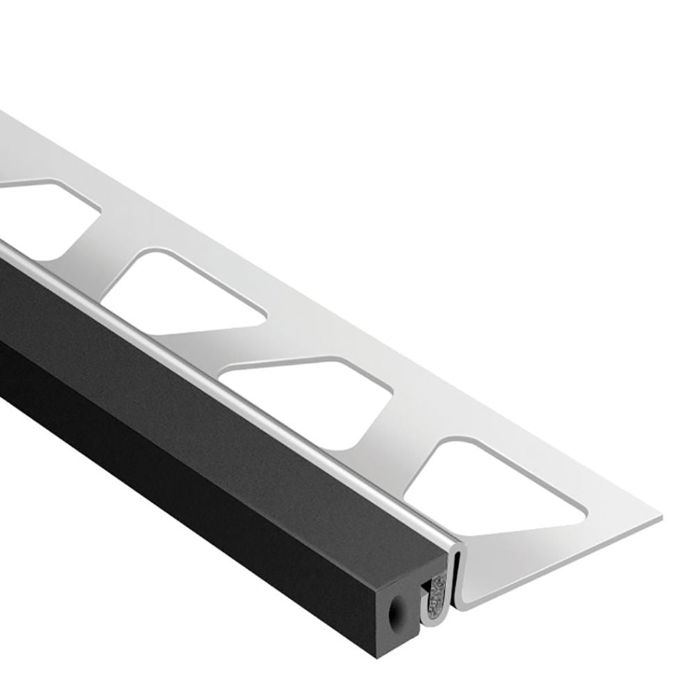 Schluter - DILEX-KSA Profilé pour joint de périmètre muni de ruban autoadhésif noir - acier inoxydable (V2) 1/2" (12.5 mm) x 8' 2-1/2"