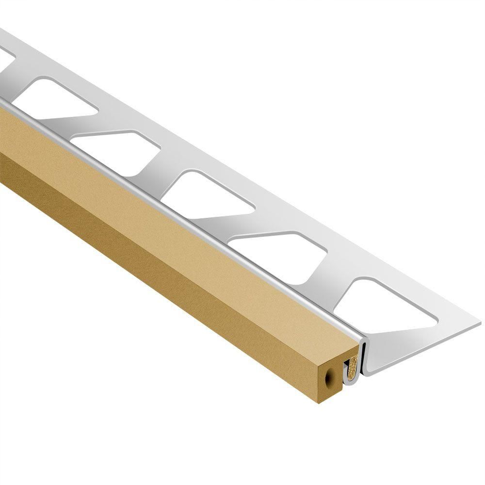 Schluter - DILEX-KSA Profilé pour joint de périmètre muni de ruban autoadhésif beige clair - acier inoxydable (V2) 1/2" (12.5 mm) x 8' 2-1/2"