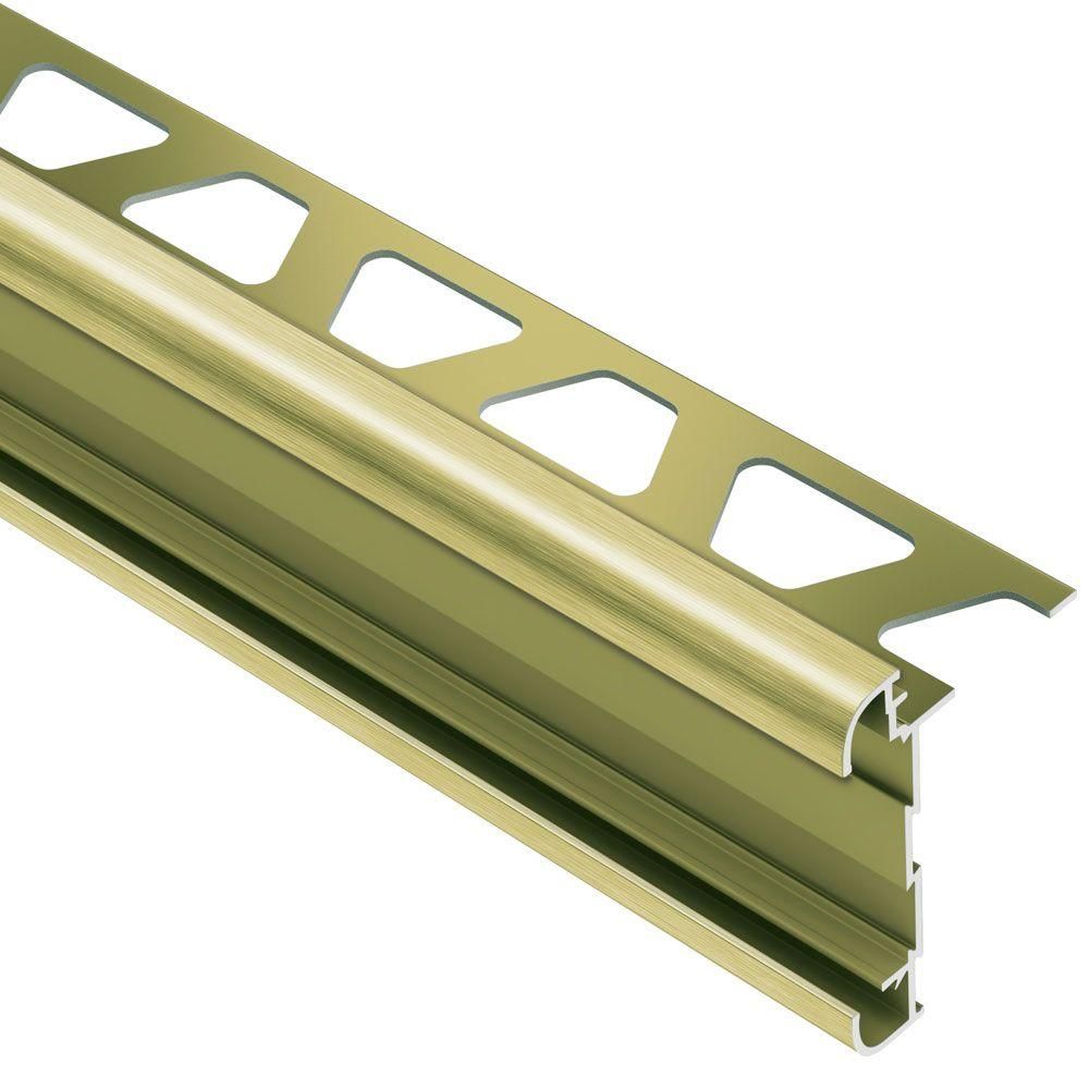 Schluter - RONDEC-CT Profilé de bordure à comptoir double rail - Aluminum Anodized Brushed Brass 1/2" (12.5 mm) x 8' 2-1/2"