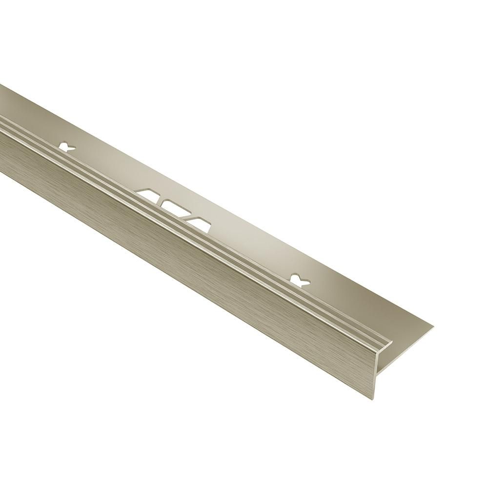 Schluter - VINPRO-STEP Profilé de nez de marche pour revêtement de vinyle - aluminium anodisé nickel brossé 5/32" (4 mm) x 8' 2-1/2"