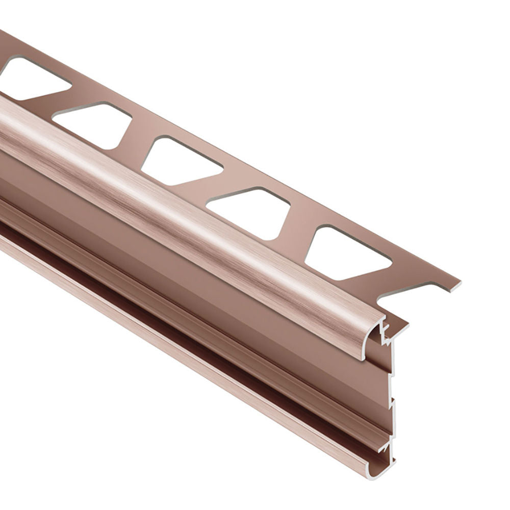 Schluter - RONDEC-CT Profilé de bordure à comptoir double rail - Aluminum Anodized Brushed Copper 1/2" (12.5 mm) x 8' 2-1/2"