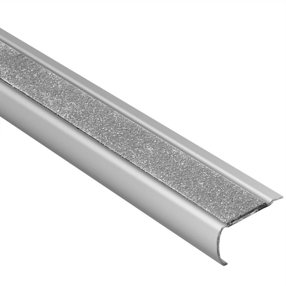 Schluter - TREP-GK-S Profilé de rénovation pour nez de marche avec bande antidérapante transparente - acier inoxydable (V2) brossé 1-11/32" x 8' 2-1/2" x 11/16"