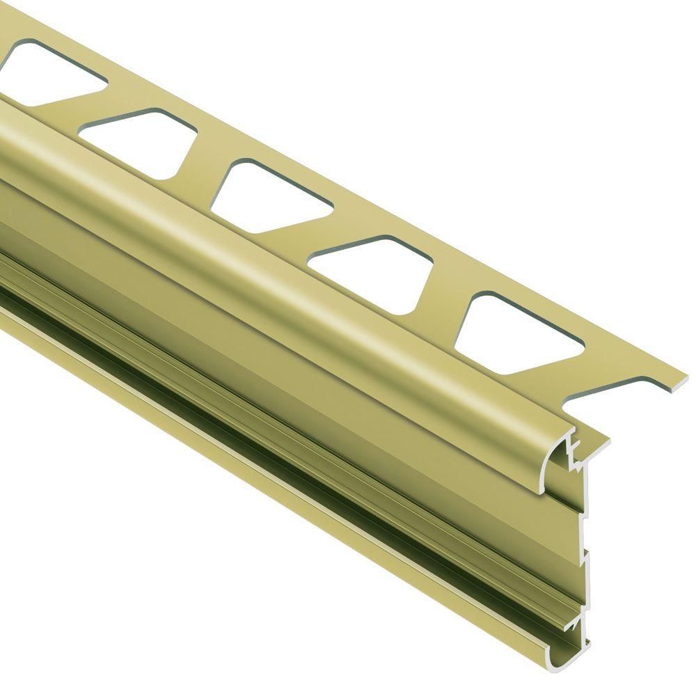 Schluter - RONDEC-CT Profilé de bordure à comptoir double rail - Aluminum Anodized Matte Brass 1/2" (12.5 mm) x 8' 2-1/2"