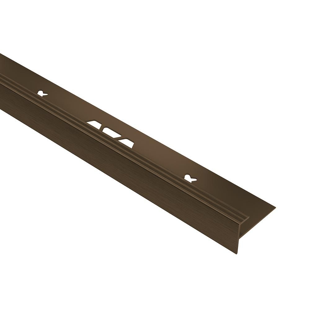 Schluter - VINPRO-STEP Profilé de nez de marche pour revêtement de vinyle - aluminium anodisé bronze antique brossé 1/4" (6 mm) x 8' 2-1/2"