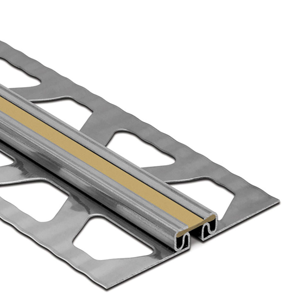 Schluter - DILEX-EKSB Profilé de joint de surface pour les revêtements de plancher plus minces - acier inoxydable (V2) avec joint de 1/4" beige clair 3/32" (2.5 mm) x 8' 2-1/2"