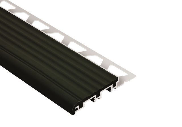 Schluter - TREP-B Profilé pour nez de marche - aluminium avec un insert noir 2-1/8" x 1" (25 mm) x 4' 11"