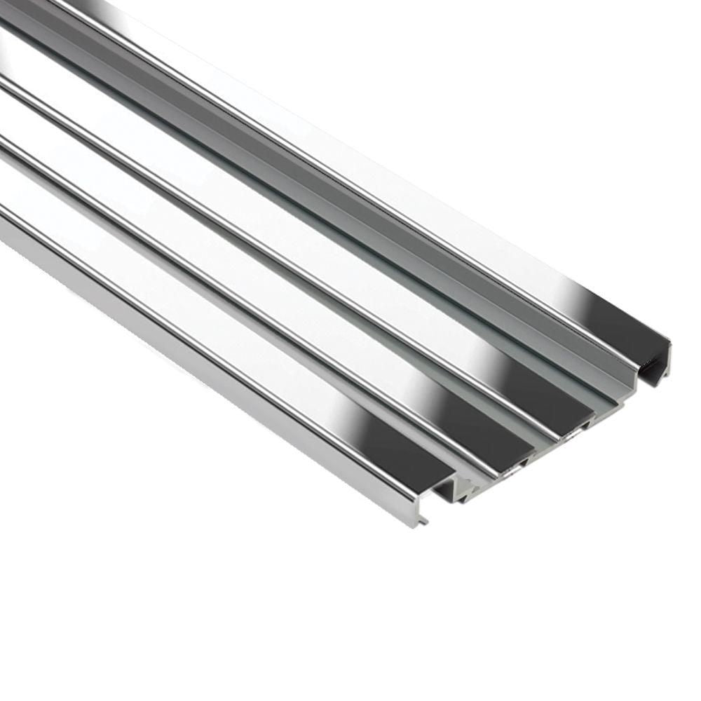 Schluter - QUADEC-FS Profilé à double rainures - aluminium anodisé chrome poli 5/16" (8 mm) x 8' 2-1/2"
