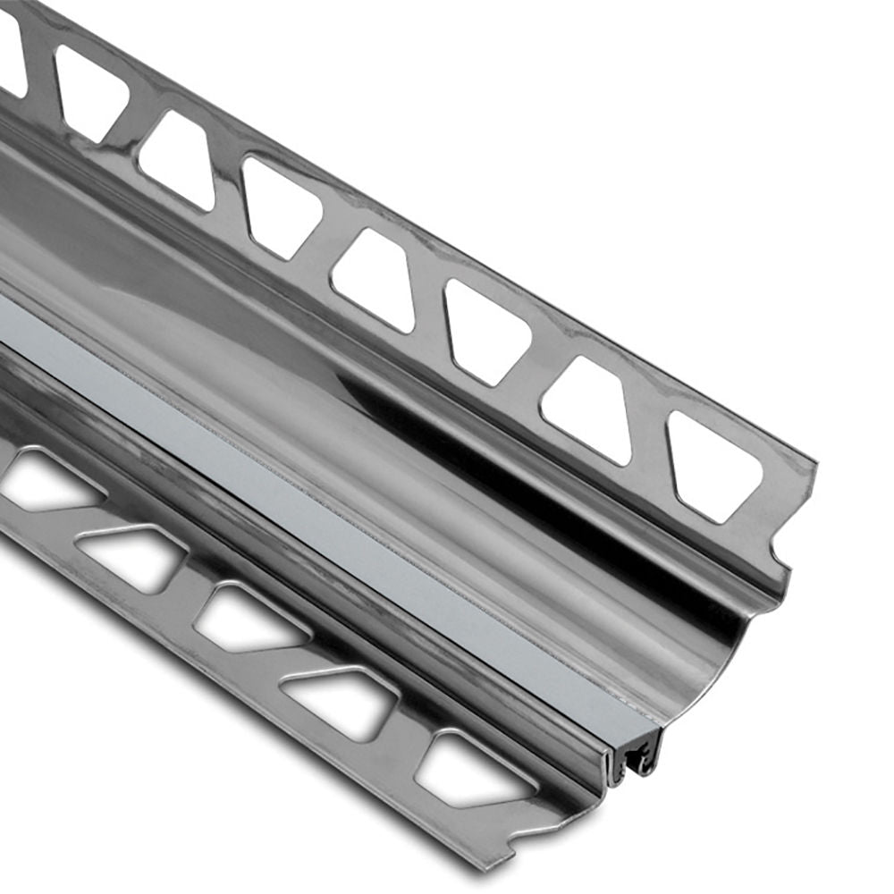 Schluter - DILEX-HKS Profilé à gorge avec un radius de 23/32" - acier inoxydable (V2) gris classique 1/2" x 7/16" x 8' 2-1/2"